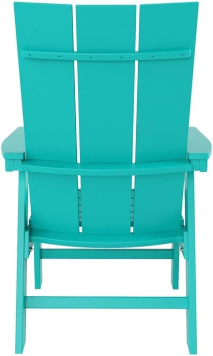 Costaelm Outdoor Adirondack Chair, HDPE Patio Balcony Chairs, Portside Seashell Nautical Curveback Adirondack Chair and Fire Pit Chairs, Turquoise