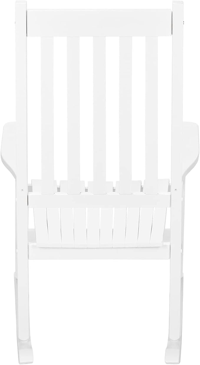 Outdoor Porch Rocker Chairs,Weather Resistant Wood Rocking Chair for Adults,Modern Rocking Accent Chairs,Indoor Outside Furniture Rocker,with Armrest,for Garden Lawn Backyard Poolside Deck (White)