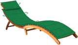 Acacia Wood Patio Sunlounger, Green Cushion, Foldable Outdoor Chaise Lounge Chair, Weather-Resistant, for Garden - Photo 1