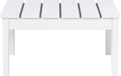 WestinTrends Ashore Outdoor Coffee Table, 32 Inch All Weather Poly Lumber Adirondack Patio Coffee Table Square Low Table, White
