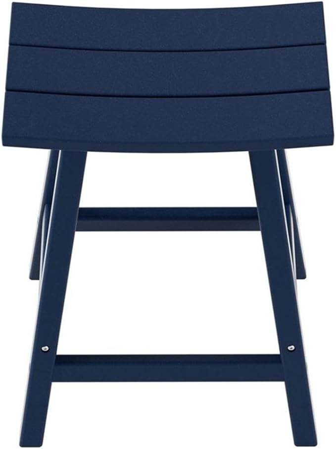 Costaelm All-Weather Bar Stools Set of 2, 24" Height Outdoor Bar Stools, Adirondack Poly Patio Bar Stool for Patio, Deck, Kitchen Counter and Garden, Navy Blue