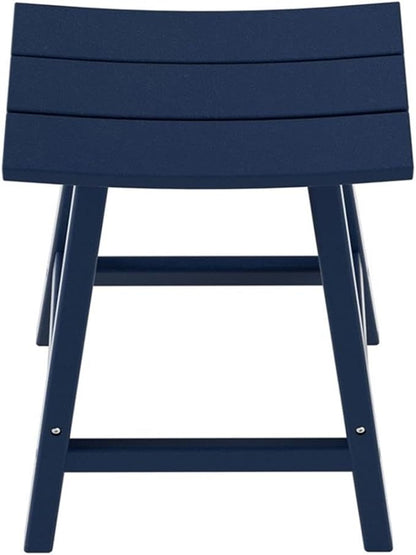 Costaelm All-Weather Bar Stools Set of 2, 24" Height Outdoor Bar Stools, Adirondack Poly Patio Bar Stool for Patio, Deck, Kitchen Counter and Garden, Navy Blue