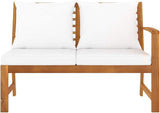 Garden Bench Natural Wood, Cream Cushions, Solid Acacia, Oiled Finish - Photo 4