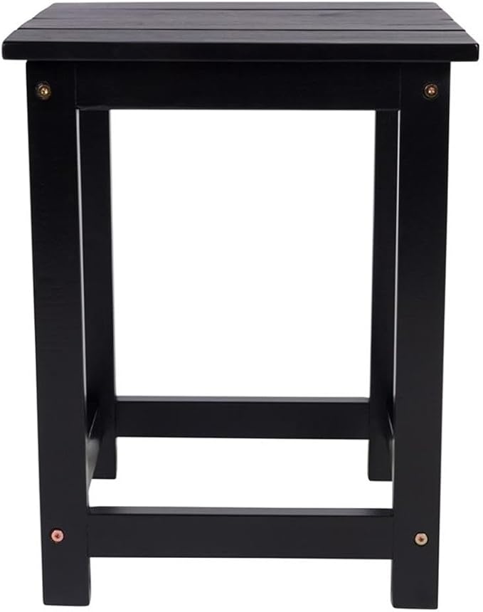 Pemberly Row Modern Acacia Wood Outdoor Patio Side Table, Black Finish, Weather-Resistant Slatted Design, Durable Kiln-Dried Construction, Indoor or Outdoor Use for Patio, Garden, Living Room