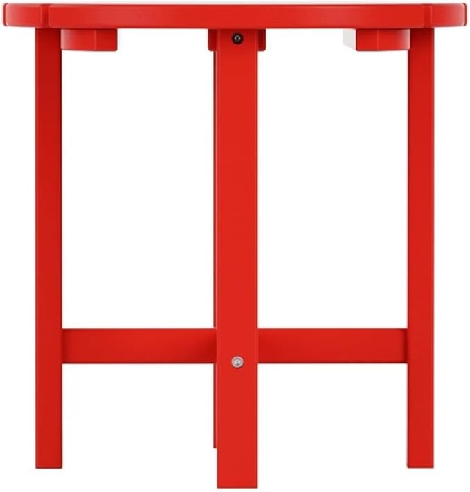 Costaelm Round Outdoor Side Tables, Adirondack Patio Tables for Outside, HDPE Patio End Table Weather Resistant, Balcony Table for Pool, Seaside, Backyard, Porch, Indoor Companion, Red