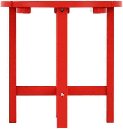 Costaelm Round Outdoor Side Tables, Adirondack Patio Tables for Outside, HDPE Patio End Table Weather Resistant, Balcony Table for Pool, Seaside, Backyard, Porch, Indoor Companion, Red