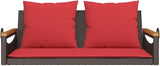 Garden Bench Deck Bench Swing Bench with Cushions Brown 42.9"x24.4"x15.7" Poly Rattan - Photo 4