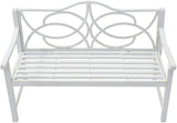 Outdoor Patio Garden Bench, Iron Metal Steel Park Bench with Backrest and Armrest, Slatted Seat for Yard Porch Balcony - Photo 4