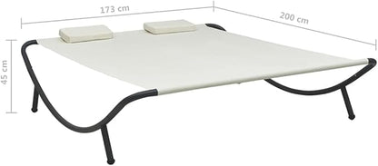 Double Chaise Lounge Outdoor with Adjustable Canopy and Pillow Extra Large Patio Hammock Bed Wheeled for Outside, Sun Room, Garden, Courtyard, Pool