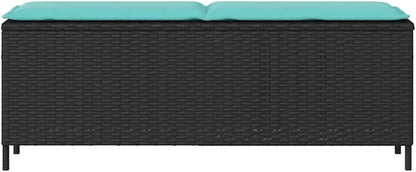 Garden Bench Deck Bench Patio Bench with Cushion Black 43.3"x11.8"x15.9" Poly Rattan