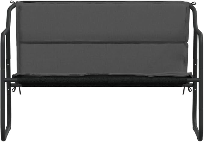 Anthracite Powder-Coated Steel Garden Bench, 2-Seater Outdoor Seating for Patio & Balcony, Weatherproof Durable Porch Furniture Bench Seating