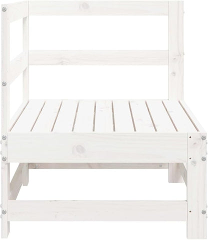 Outdoor Corner Sofa White 24.4" Rustic Solid Pinewood Small Patio Couch Modular Loveseat for Garden Balcony Backyard Conversation Seating