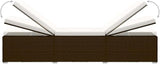 Sun Lounger Brown Rattan with Cream Cushion Patio Sunbed Garden Sun Lounger for Yard Poolside - Photo 7
