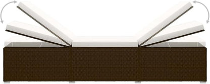 Sun Lounger Outdoor Chaise,Outdoor Lounge Chairs Set of 2,Chaise Lounge,Lounge Chairs for Outside,Pool Lounge Chairs,Outdoor Chaise Lounge,with Cushion and Tea Table Poly Rattan Brown
