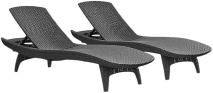 2-Pack All-Weather Grenada Chaise Loungers, Woven Resin (Gray)