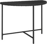 Black Poly Rattan Garden Table with Powder-Coated Steel Frame 39.4x19.7 Inches - Photo 3