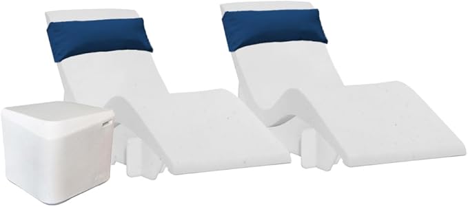 Aqua Outdoors in-Pool DEEP Ledge Chaise Set - Two Chaises - Two Headrest Pillows - Chaise Risers and One Large in Pool - Photo 1