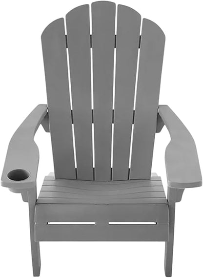 Modern Adirondack Chair with Cup Holder, Outdoor Patio Furniture (Classic Gray)