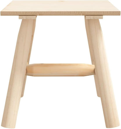 Rustic Solid Wood Square Side Table for Outdoor Garden Balcony Use, Untreated Spruce Wood with Natural Texture, 19.3x19.3 Inch Weather Resistant Patio Furniture for Drinks