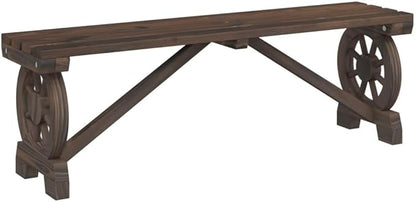 Garden Bench Burnt Wood Solid Fir Wood 45.3 in Durable Garden Seating Outdoor Seating Patio Chair Backyard Chair