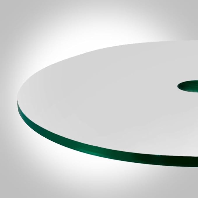Dulles Glass 42 inch Round Glass Table Top Center Hole - Tempered - 1/4" Thick Glass Surface, Safe Flat Polished - Photo 4