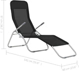 Textilene Folding Sunlounger Set of 2, Black Powder-Coated Steel Frame Outdoor Chaise 55.9"x23.6"x38.2" - Photo 2