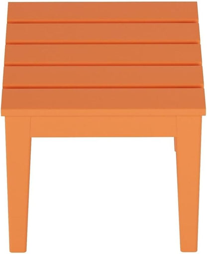 Costaelm Small Outdoor Side Table, Patio End Table Weather Resistant Outdoor Coffee Table, Square Conversation Table for Indoor, Porch, Balcony, Garden, Poolside, Deck, Orange