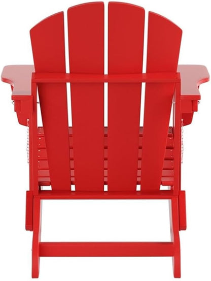 Costaelm Outdoor Folding Chair, Outdoor Seating Folding Firepit Chairs, All Weather Poly Adirondack Chair for Deck Backyard Garden Lawn Pool Patio, Red