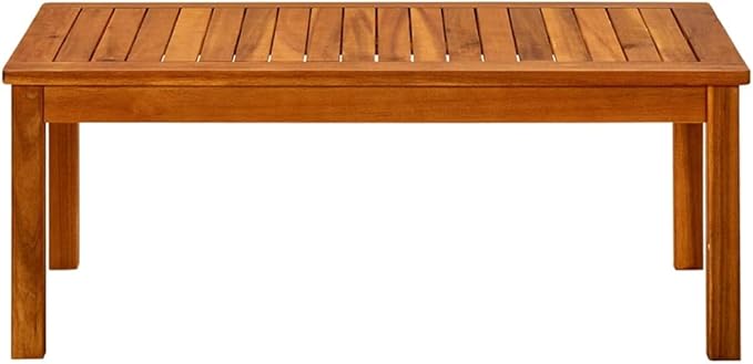 35.4x19.7x14.2 in Outdoor Coffee Table Solid Acacia Wood Rectangle Natural Brown Finish Low-Maintenance Patio Garden - Photo 3