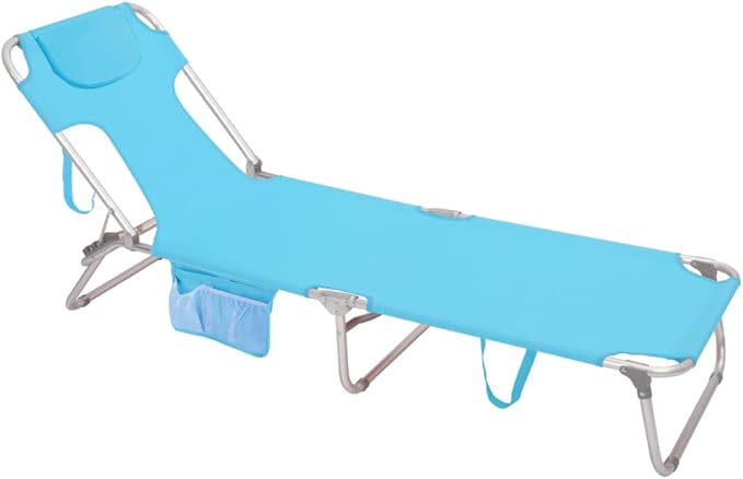 SUNNYFEEL Beach Lounge Chair, Aluminum Tanning Chair with Face Hole, Foldable Lounge Chair Outdoor - Photo 1
