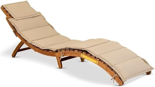 East West Furniture BHNU1NA Helena Patio Chaise Lounge - Outdoor Acacia Wood Sunlounger Chairs for Poolside, Deck, Lawn, 72x22x25 Inch, Natural Oil