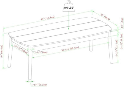 Pemberly Row Modern Outdoor Coffee Table, Solid Eucalyptus Wood, Natural Finish, Spindle Style, Small Space-Friendly, Rot-Resistant Design, Lightweight Patio or Balcony Table