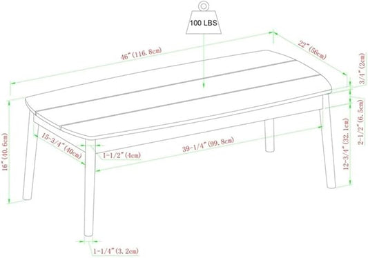 Pemberly Row Modern Outdoor Coffee Table, Solid Eucalyptus Wood, Natural Finish, Spindle Style, Small Space-Friendly, Rot-Resistant Design, Lightweight Patio or Balcony Table