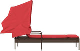 Adjustable Patio Chaise Lounge with Retractable Canopy, Brown Poly-Rattan Outdoor Sunlounger 78.7x24.4x51.2 in - Photo 5