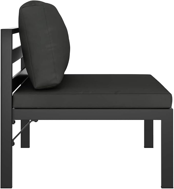 Aluminum Modular Outdoor Sectional Middle Sofa 27.6"x25.4"x25.4" Anthracite Powder-Coated Frame with Weather-Tough - Photo 3