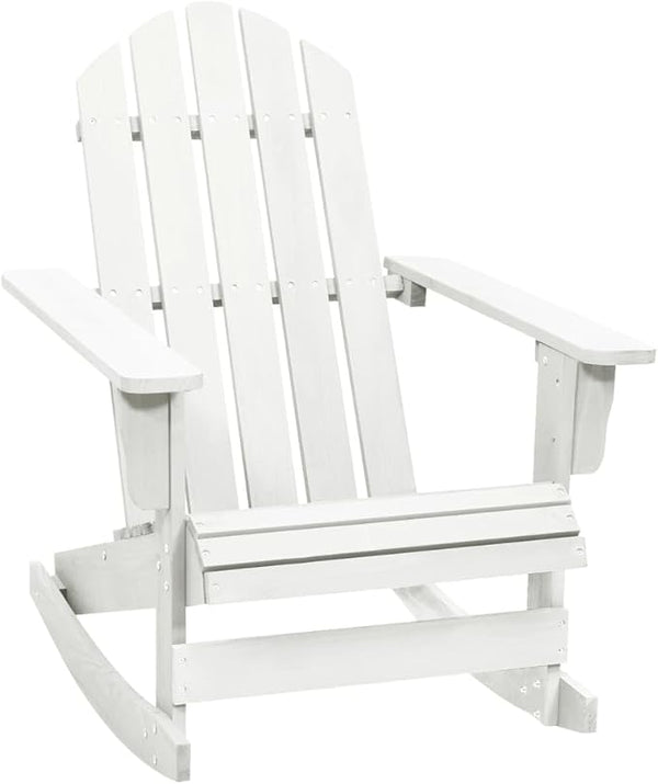 Vintage Wooden Outdoor Rocking Chair White Hardwood Medium Patio Rocking Chair for Balcony Porch Relaxation Durable - Photo 1
