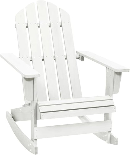 Outdoor Rocking Chair White Hardwood Patio Furniture with Durable Finish Weather-Resistant Garden Rocker for Porch, Backyard, Poolside (27.6"x36"x36.2")