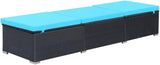 Sunlounger Black and Blue PE Rattan, Powder-Coated Steel, Polyester Garden Lounge Chair Beach Chair for Poolside Outside - Photo 4