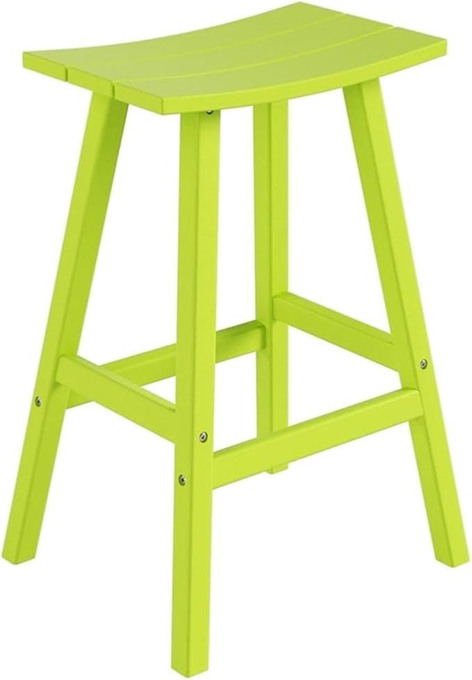 Costaelm All-Weather Outdoor Bar Stools, 29" Height Patio Stools & Bar Chairs, Adirondack Poly Patio Bar Stool for Patio, Deck, Kitchen Counter and Garden, Lime