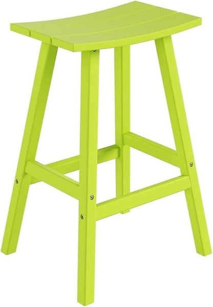 Costaelm All-Weather Outdoor Bar Stools, 29" Height Patio Stools & Bar Chairs, Adirondack Poly Patio Bar Stool for Patio, Deck, Kitchen Counter and Garden, Lime