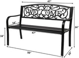 Patio Outdoor Park Loveseat Bench for Garden Porch Deck Made Cast Iron Anti-Rust Aluminum Metal - Photo 3