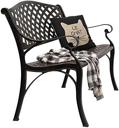 Garden Bench Outdoor Bench for Patio Metal Bench Park Bench with Armrests Sturdy Steel Frame Furniture Metal Bench for Yard Porch Clearance Work Entryway (Rose Gold-40.5 inches)
