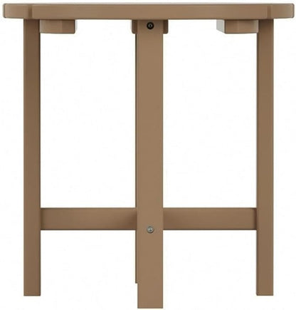 Costaelm Round Outdoor Side Tables, Adirondack Patio Tables for Outside, HDPE Patio End Table Weather Resistant, Balcony Table for Pool, Seaside, Backyard, Porch, Indoor Companion, Weathered Wood