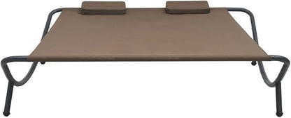 Double Chaise Lounge Outdoor with Adjustable Canopy and Pillow Extra Large Patio Hammock Bed Wheeled for Outside, Sun Room, Garden, Courtyard, Pool