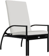 Sun Lounger Black, Cream White Pool Chair Recliner Chair Chaise Lounge for Poolside Backyard - Photo 8