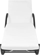 Modern Outdoor Chaise Lounge 25.2x76x22 in Steel Frame UV-Safe Poly Rattan Adjustable Recliner Chair Black & Cream - Photo 4