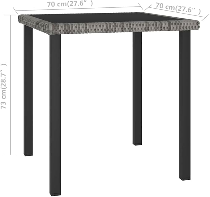 Square Garden Dining Table, Outdoor Patio Furniture with Tempered Glass Top - Photo 2