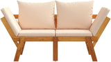 Acacia Wood Garden Bench with Beige Cushions - Photo 4