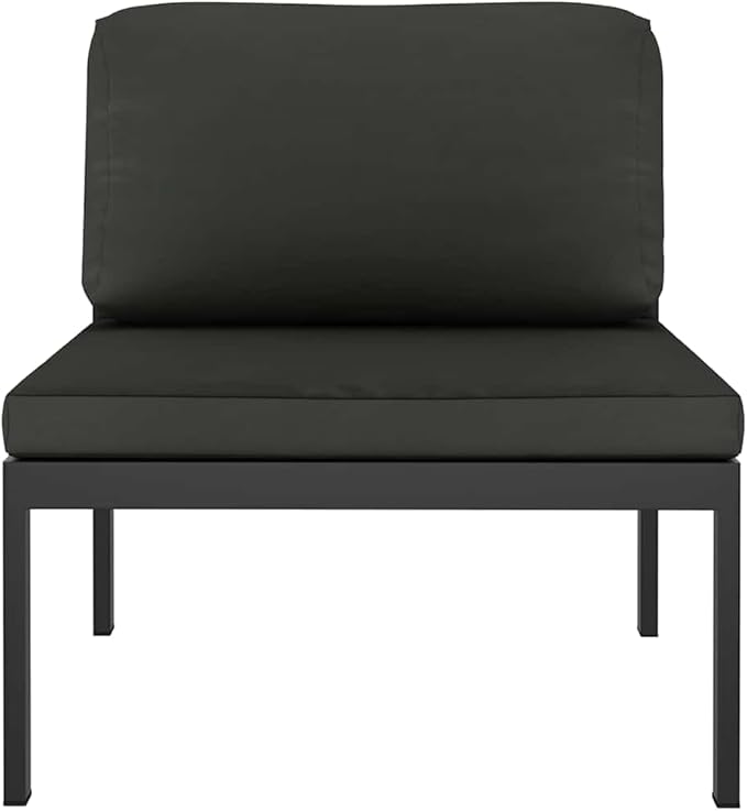 Aluminum Modular Outdoor Sectional Middle Sofa 27.6"x25.4"x25.4" Anthracite Powder-Coated Frame with Weather-Tough - Photo 2