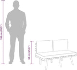 vidaXL Patio Bench 45.3" with Cushions - Solid Acacia Wood - Light Wood & Dark Grey Cushions - Easy Assemble - Outdoor - Photo 4